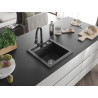 Mexen Vito granite kitchen sink 1-bowl with kitchen faucet Elia, black speckled - 6503-76-670101-76