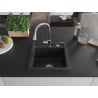 Mexen Vito 1-bowl granite sink with Elia kitchen faucet, black - 6503-77-670101-00