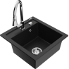 Mexen Vito 1-bowl granite sink with Elia kitchen faucet, black - 6503-77-670101-00