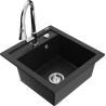 Mexen Vito granite single-bowl sink with Elia kitchen faucet, black - 6503-77-670101-00