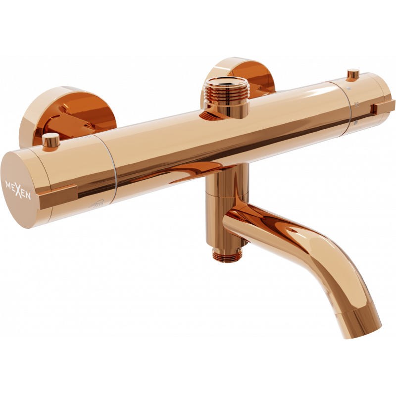 Mexen Kai thermostatic bath and shower mixer tap, Rose gold - 77900-60