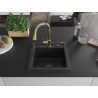 Mexen Vito granite kitchen sink 1-bowl with Elia kitchen faucet, black - 6503-77-670101-50-B