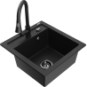 Mexen Vito granite kitchen sink single bowl with Elia kitchen tap, black - 6503-77-670101-70-B