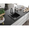 Mexen Vito granite sink 1-bowl with Elia kitchen faucet, black - 6503-77-670101-70