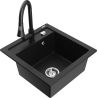 Mexen Vito granite single-bowl sink with kitchen faucet Elia, black - 6503-77-670101-70