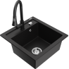 Mexen Vito granite sink 1-bowl with Elia kitchen tap, black - 6503-77-670101-70