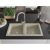 Mexen Mario 2-bowl granite kitchen sink with Elia kitchen faucet, beige - 6504-69-670101-00