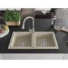 Mexen Mario granite 2-bowl kitchen sink with Elia kitchen faucet, beige - 6504-69-670101-00