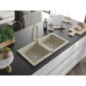 Mexen Mario 2-Bowl Granit Sink with Elia Kitchen Faucet, Beige - 6504-69-670101-69