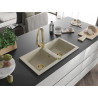 Mexen Mario 2-chamber granite kitchen sink with Elia kitchen faucet, beige - 6504-69-670101-50