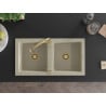 Mexen Mario granite double-bowl kitchen sink with Elia tap, beige - 6504-69-670101-50