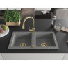 Mexen Mario 2-bowl Granite Sink with Elia Kitchen Faucet, Gray - 6504-71-670101-50