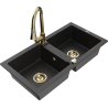 Mexen Mario 2-Bowl Granite Kitchen Sink with Elia Faucet, Black/Silver Metallic - 6504-73-670101-50