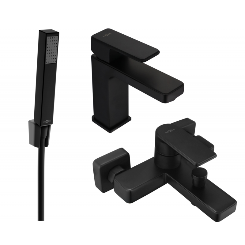 Mexen Mino R77 bath set, black - 72403R77-70