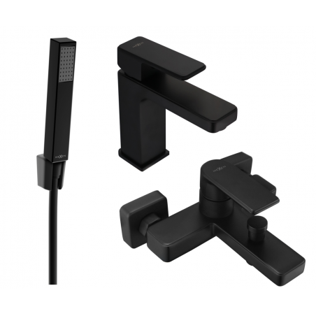 Mexen Mino R77 bath set, black - 72403R77-70