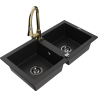 Mexen Mario 2-Bowl Granite Sink with Elia Kitchen Faucet, Black - 6504-77-670101-50-B