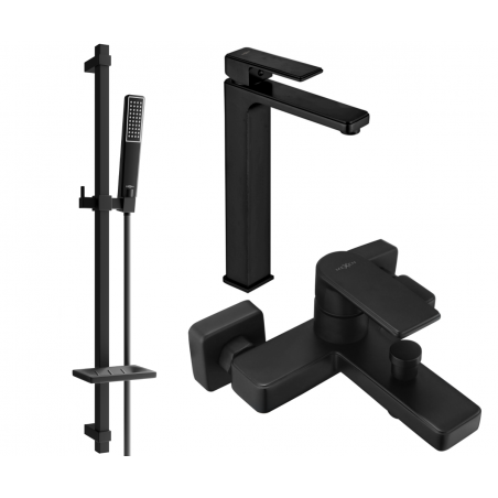 Mexen Mino DQ72 bathtub set, Black - 72413DQ72-70
