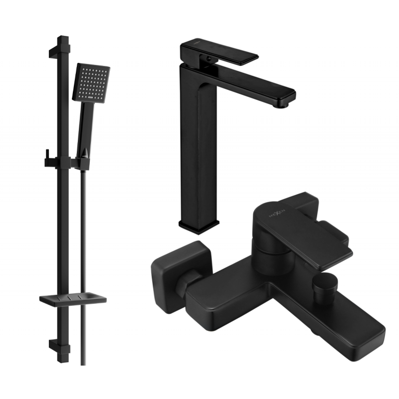 Mexen Mino DQ45 bathtub set, Black - 72413DQ45-70