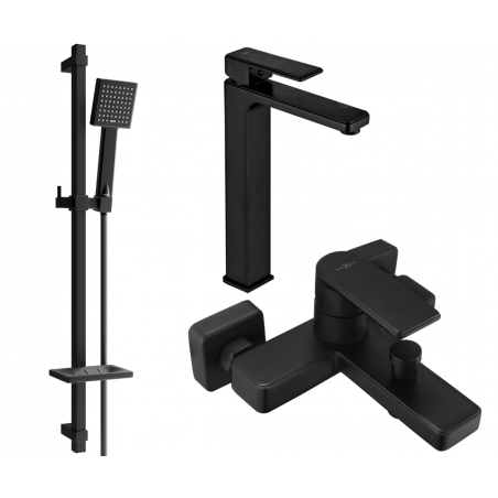 Mexen Mino DQ45 bathtub set, Black - 72413DQ45-70
