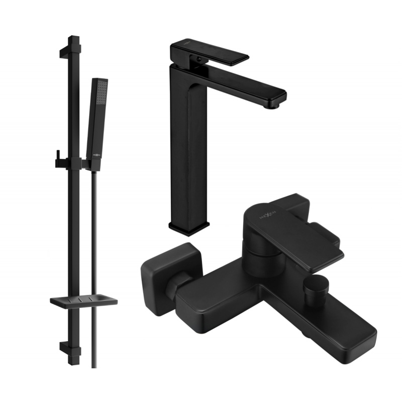 Mexen Mino DQ77 bath set, black - 72413DQ77-70