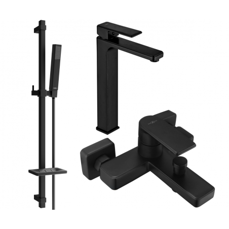 Mexen Mino DQ77 bath set, black - 72413DQ77-70