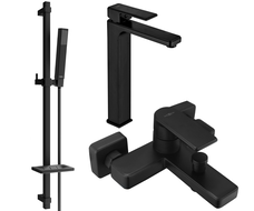 Mexen Mino DQ77 bathtub set, Black - 72413DQ77-70