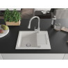 Mexen Enzo granite 1-bowl sink with drainer and Elia kitchen faucet, white - 6506-20-670101-00
