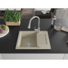 Mexen Enzo granite 1-bowl sink with drainer and Elia kitchen faucet, beige - 6506-69-670101-00