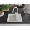 Mexen Enzo granite kitchen sink 1-bowl with drainer and kitchen faucet Elia, white - 6506-20-670101-20