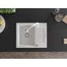 Mexen Enzo granite sink 1-bowl with drainer and Elia kitchen tap, white - 6506-20-670101-20