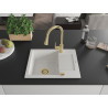 Mexen Enzo 1-bowl granite sink with drainer and kitchen faucet Elia, white - 6506-20-670101-50