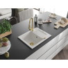 Mexen Enzo 1-bowl granite sink with drainer and kitchen faucet Elia, white - 6506-20-670101-50