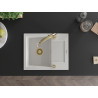 Mexen Enzo 1-bowl granite sink with drainer and Elia kitchen faucet, white - 6506-20-670101-50