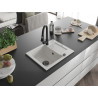 Mexen Enzo granite kitchen sink 1-bowl with drainer and Elia kitchen faucet, white - 6506-20-670101-70