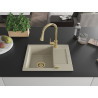 Mexen Enzo 1-bowl granite sink with drainer and Elia kitchen faucet, beige - 6506-69-670101-50