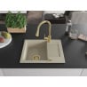 Mexen Enzo granite kitchen sink 1-bowl with drainer and Elia kitchen tap, beige - 6506-69-670101-50