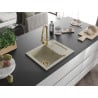 Mexen Enzo granite kitchen sink 1-bowl with drainer and Elia kitchen tap, beige - 6506-69-670101-50