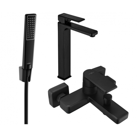 Mexen Mino R72 bathtub set, Black - 72413R72-70