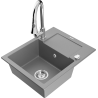 Mexen Enzo granite 1-bowl sink with drainer and Elia kitchen faucet, gray - 6506-71-670101-00