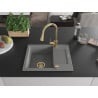 Mexen Enzo granite sink 1-bowl with drainer and Elia kitchen tap, grey - 6506-71-670101-50