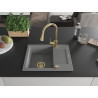 Mexen Enzo granite sink 1-bowl with drainer and kitchen faucet Elia, gray - 6506-71-670101-50