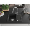 Mexen Enzo 1-bowl granite sink with drainer and kitchen faucet Elia, black/silver metallic - 6506-73-670101-00