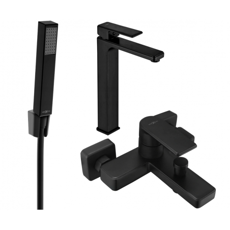 Mexen Mino R77 bathtub set, Black - 72413R77-70