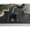 Mexen Enzo granite kitchen sink single-bowl with drainer and Elia kitchen faucet, black/gold metallic - 6506-75-670101-00