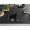 Mexen Enzo 1-Bowl Granite Sink with Drainer and Elia Kitchen Faucet, Black/Gold Metallic - 6506-75-670101-70