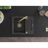 Mexen Enzo 1-bowl granite sink with drainer and Elia kitchen tap, black speckled - 6506-76-670101-50