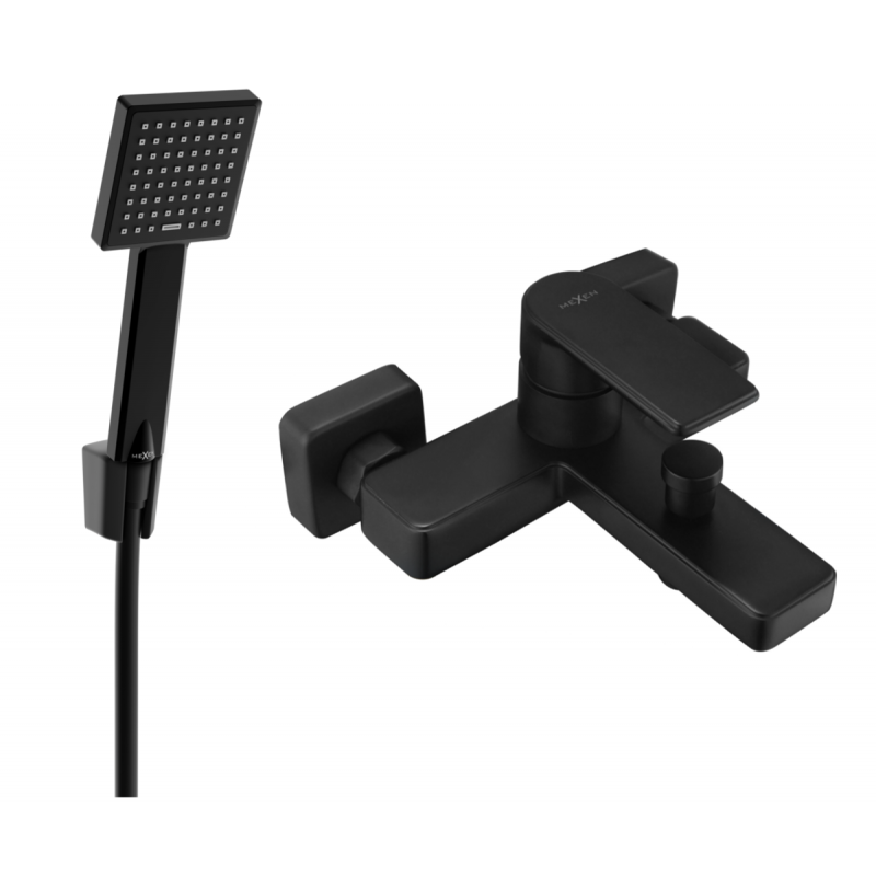 Mexen Mino R45 bathtub faucet with shower set, black - 7243R45-70