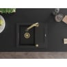 Mexen Enzo granite sink 1-bowl with drainer and Elia kitchen tap, black - 6506-77-670101-50
