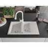 Mexen Gaspar granite sink 1.5-bowl with drainer and Elia kitchen tap, white - 6507-20-670101-20