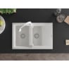 Mexen Gaspar granite sink 1.5-bowl with drainer and Elia kitchen tap, white - 6507-20-670101-20
